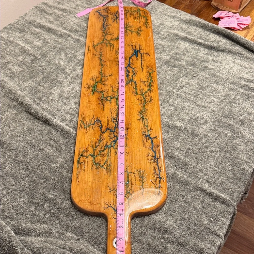 Handcrafted Wood Serving Paddle with Fractal Inlay